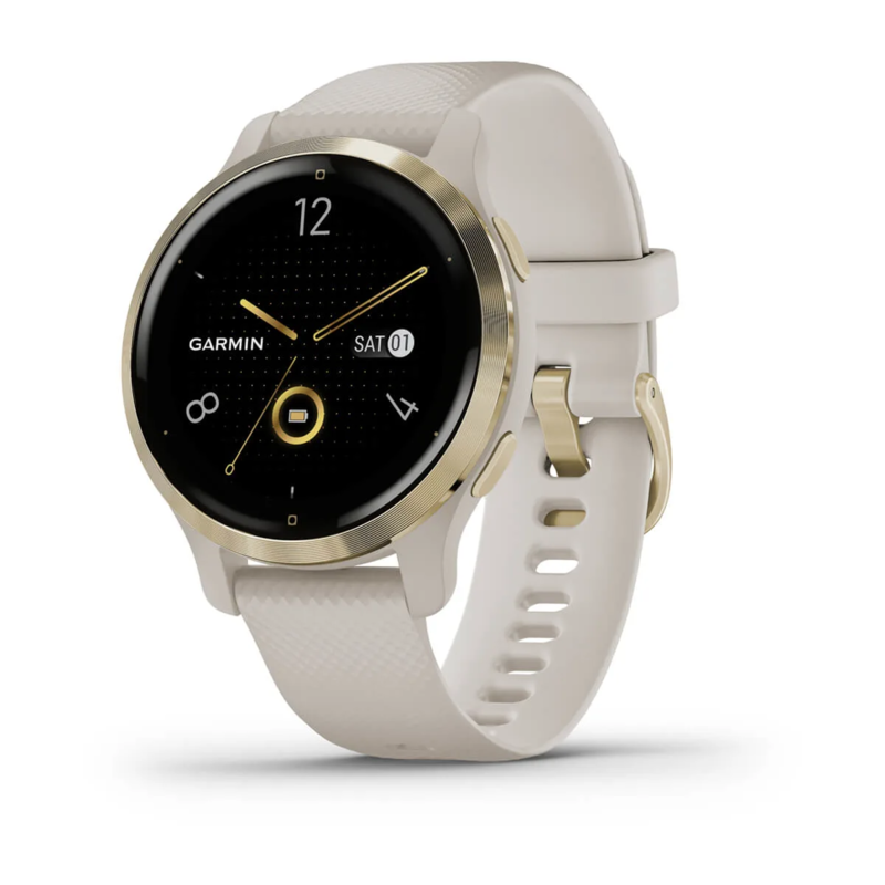 Смарт-часы Garmin Venu 2S Light Gold Stainless Steel Bezel with Light Sand Case and Silicone Band