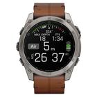 Смарт-часы Garmin Fenix 8 AMOLED 51mm Sapphire Bare Titanium Black со светло-коричневым кожаным ремешком