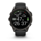 Смарт-часы Garmin Fenix 8 AMOLED 47mm Sapphire Carbon Gray DLC Titanium с черно-серым силиконовым ремешком