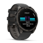 Смарт-часы Garmin Fenix 8 AMOLED 47mm Sapphire Carbon Gray DLC Titanium с черно-серым силиконовым ремешком