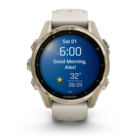 Смарт-часы Garmin Fenix 8 AMOLED 43mm Sapphire Soft Gold Stainless Steel с песочно-серым силиконовым ремешком