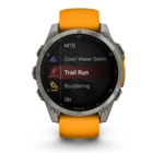 Смарт-часы Garmin Fenix 8 47mm Amoled Sapphire Titanium с черно-оранжевым силиконовым ремешком